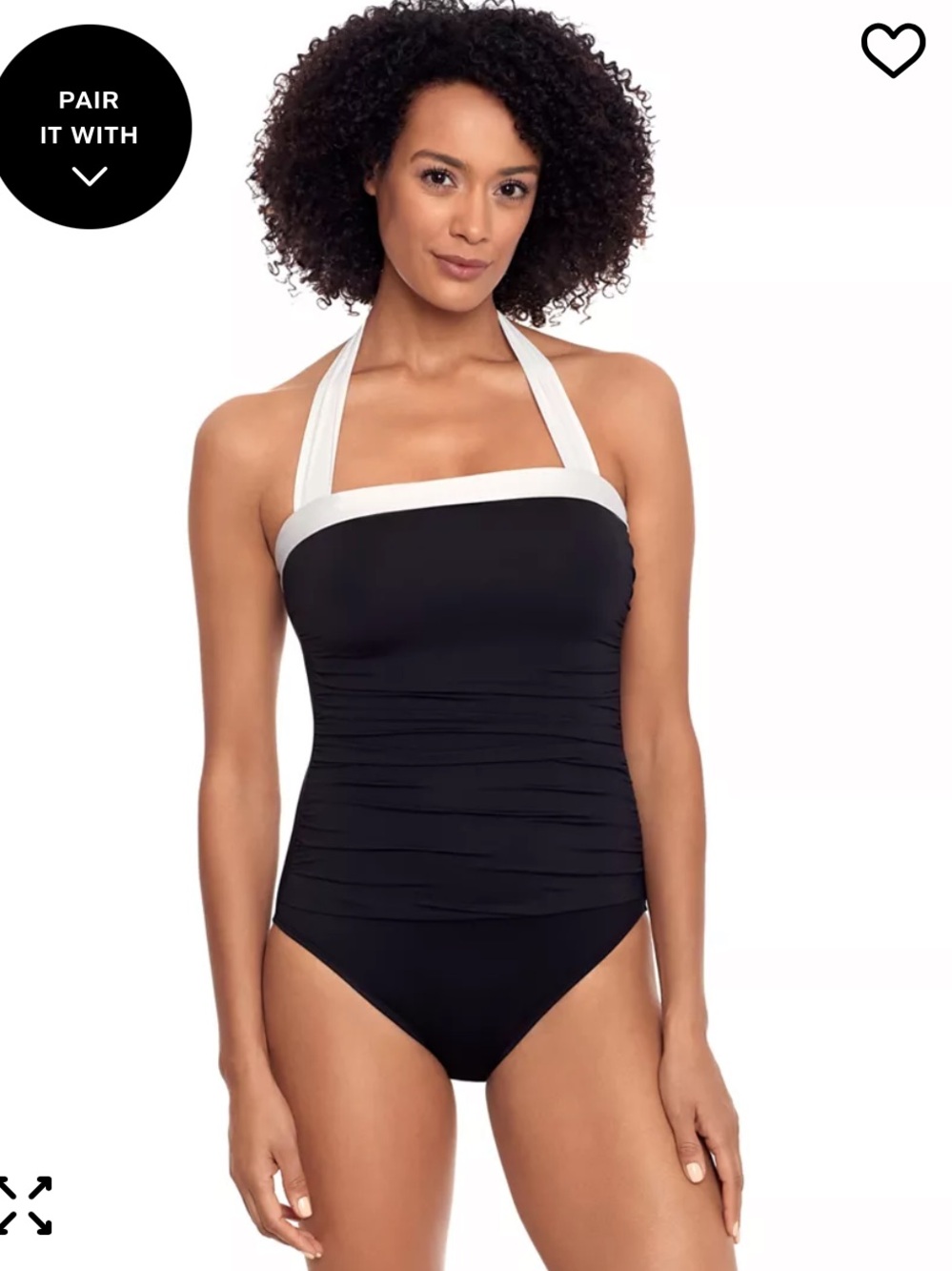 NWOT Lauren Ralph Lauren Shirred Bandeau One Piece Swimsuit Halter Black 6